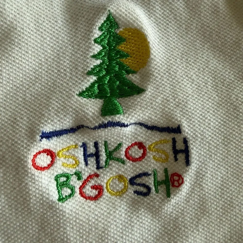 Vintage OshKosh White Camp Branded Polo Boys' 7